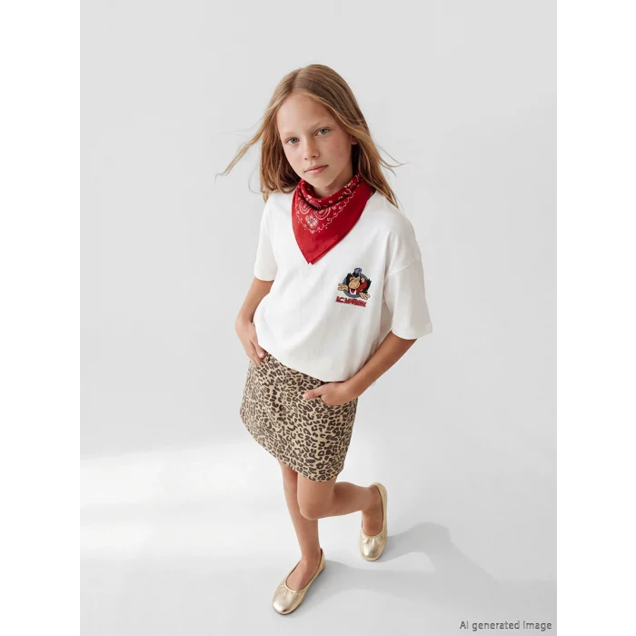 LCW Kids Beyaz Nostaljik Maymun Baskılı Unisex Çocuk Tişört