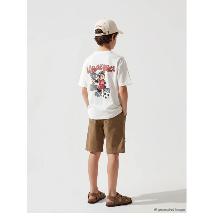 LCW Kids Beyaz Nostaljik Maymun Baskılı Unisex Çocuk Tişört