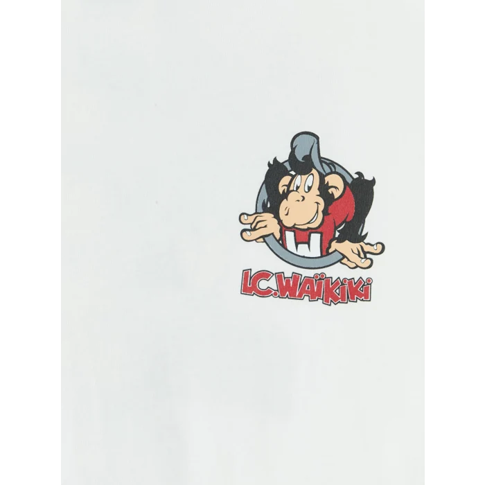 LCW Kids Beyaz Nostaljik Maymun Baskılı Unisex Çocuk Tişört