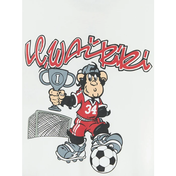 LCW Kids Beyaz Nostaljik Maymun Baskılı Unisex Çocuk Tişört