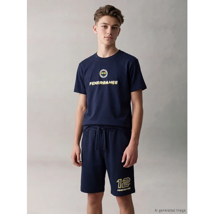 LCW Kids Lacivert Fenerbahçe Baskılı Erkek Çocuk Tişört