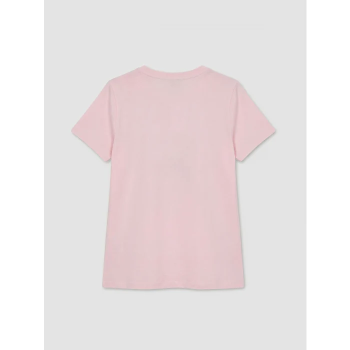 LCW EVERYDAY Pembe Bisiklet Yaka Kelebek Baskılı Kadın Tişört