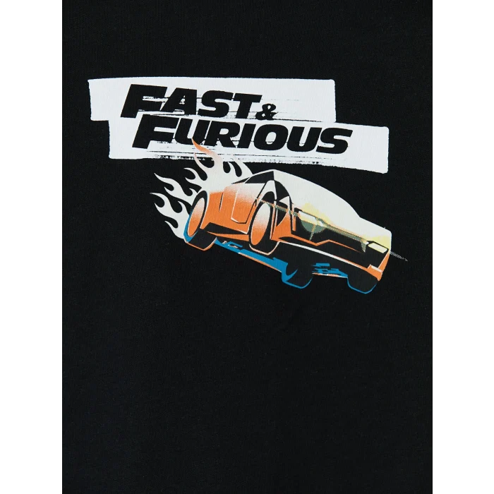 LCW Kids Siyah Fast & Furious Baskılı Erkek Çocuk Tişört