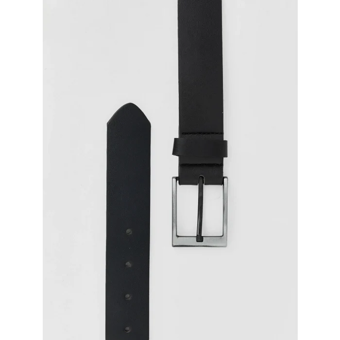 LCW ACCESSORIES Siyah Deri Görünümlü Metal Tokalı Erkek Kemer
