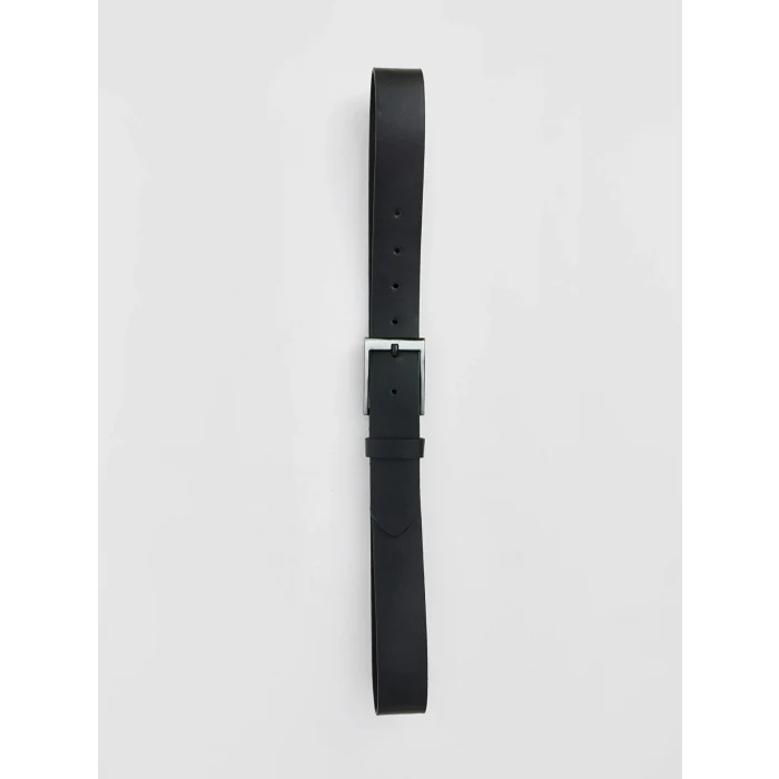 LCW ACCESSORIES Siyah Deri Görünümlü Metal Tokalı Erkek Kemer