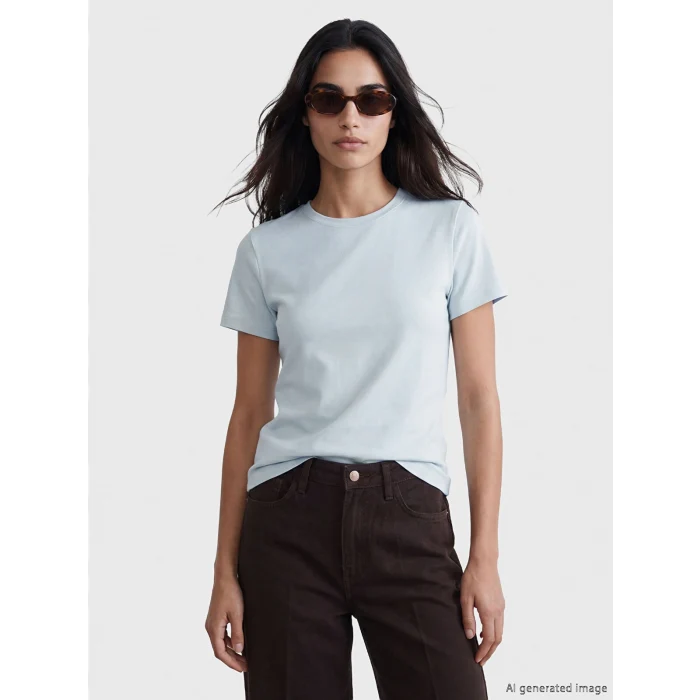 LCW Vision Mavi Bisiklet Yaka Kadın Crop