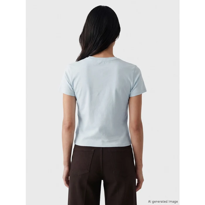 LCW Vision Mavi Bisiklet Yaka Kadın Crop