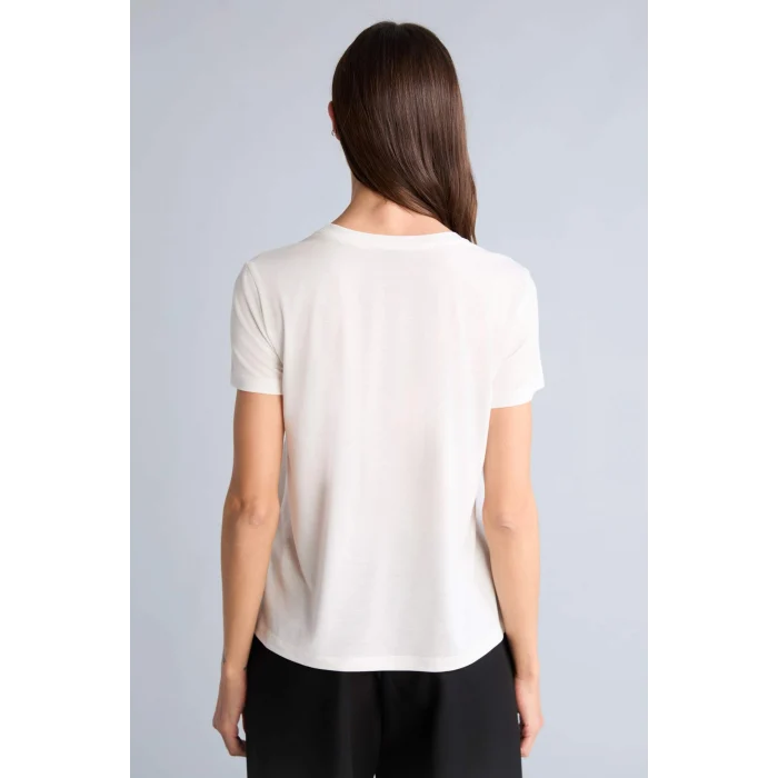 Defacto H7608AXER105 Ekru Regular Fıt Bisiklet Yaka Floral Kısa Kollu Tişört