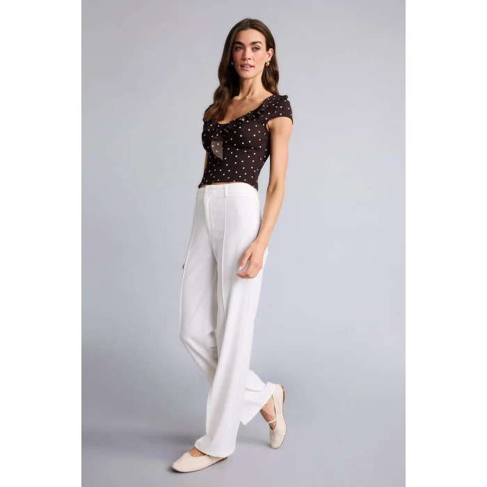 Defacto H1921AXWT84 Beyaz Wıde Leg Normal Bel Düz Paça Pantolon