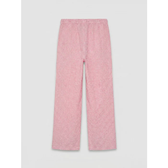 LCW Kids Pembe Loose Fit Ekose Kız Çocuk Pantolon