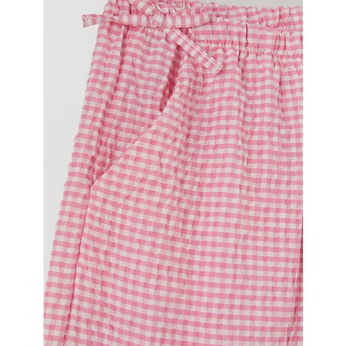 LCW Kids Pembe Loose Fit Ekose Kız Çocuk Pantolon