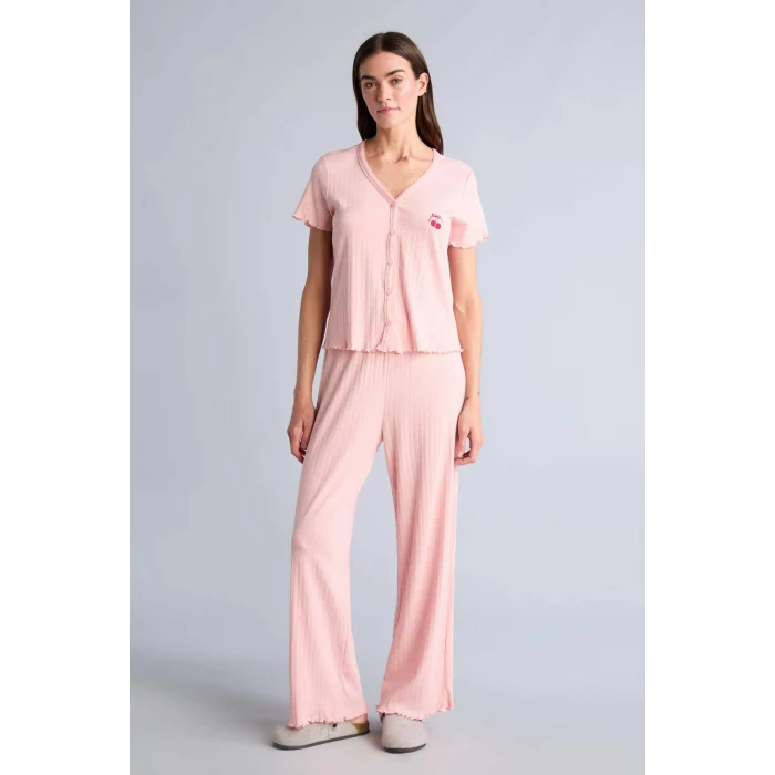 Defacto H3781AXPN113 Pembe Regular Fıt Kısa Kollu 2li Takım