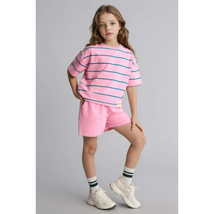 Defacto H7876A8PN82 Pembe Sweatshirt Kumaşı 2li Takım Kız Çocuk