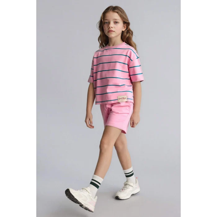 Defacto H7876A8PN82 Pembe Sweatshirt Kumaşı 2li Takım Kız Çocuk