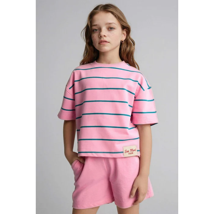 Defacto H7876A8PN82 Pembe Sweatshirt Kumaşı 2li Takım Kız Çocuk