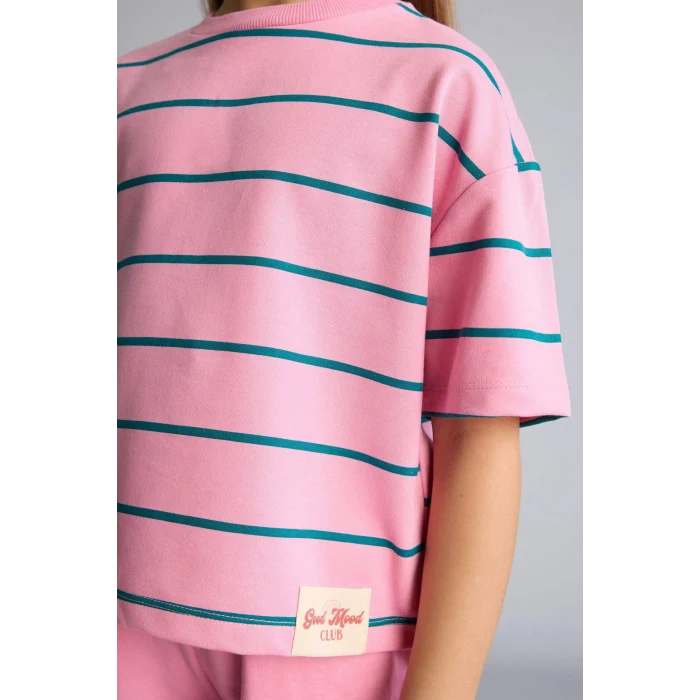 Defacto H7876A8PN82 Pembe Sweatshirt Kumaşı 2li Takım Kız Çocuk