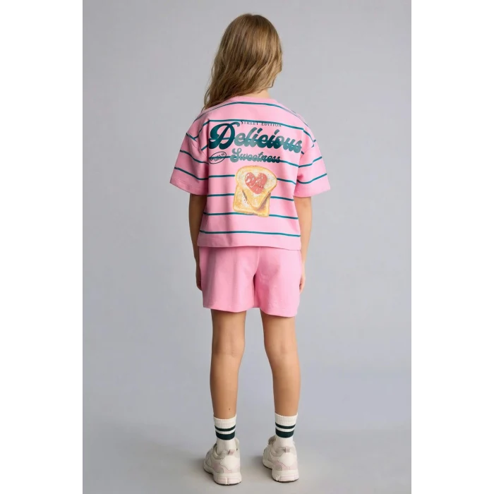 Defacto H7876A8PN82 Pembe Sweatshirt Kumaşı 2li Takım Kız Çocuk