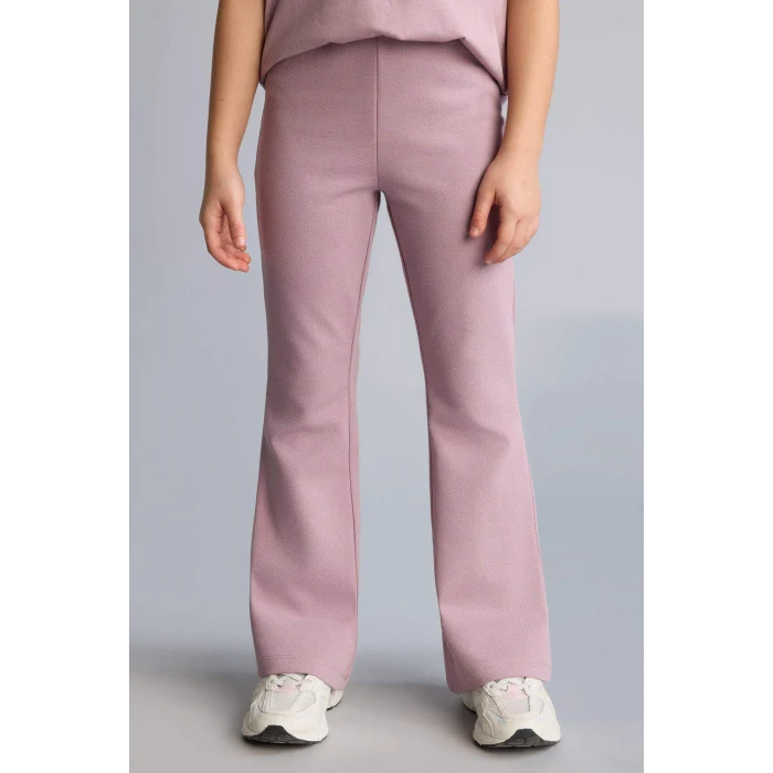 Defacto H1239A8BR488 Bordo 2li Takım Geniş Paça Pantolon Tişört Kız Çocuk