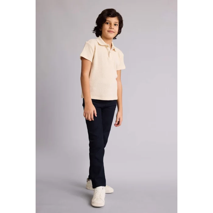 Defacto G7091A8ER233 Ekru Polo Tişört Gabardin Pantolon 2li Takım Erkek Çocuk