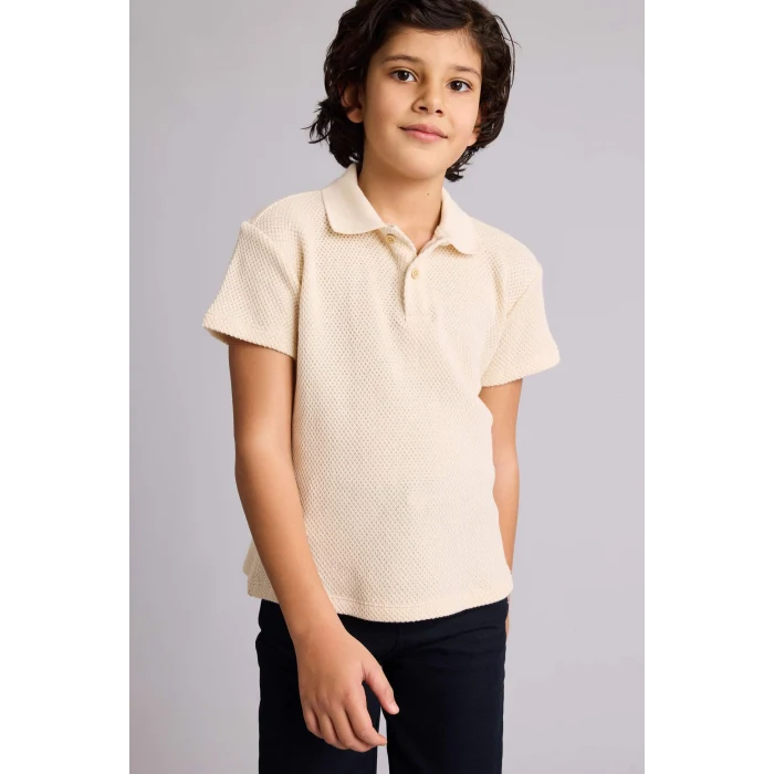 Defacto G7091A8ER233 Ekru Polo Tişört Gabardin Pantolon 2li Takım Erkek Çocuk