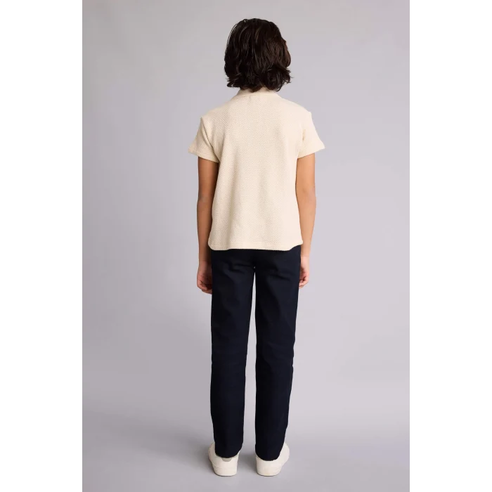 Defacto G7091A8ER233 Ekru Polo Tişört Gabardin Pantolon 2li Takım Erkek Çocuk