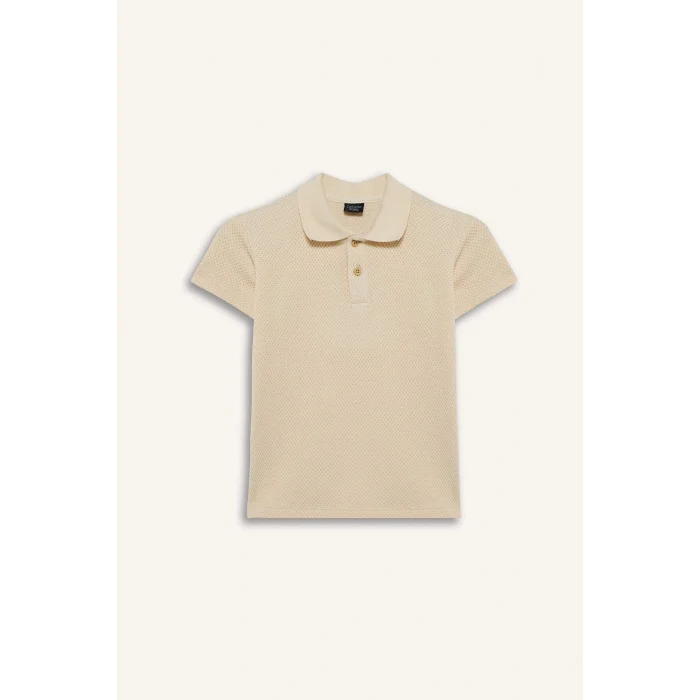 Defacto G7091A8ER233 Ekru Polo Tişört Gabardin Pantolon 2li Takım Erkek Çocuk