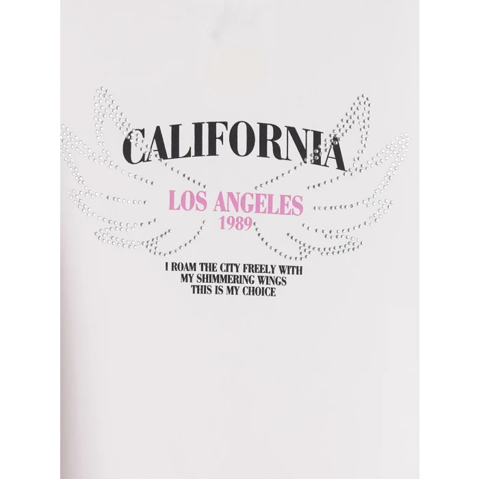 LCW Kids Pembe Taşlı California Baskılı Kız Çocuk Tişört