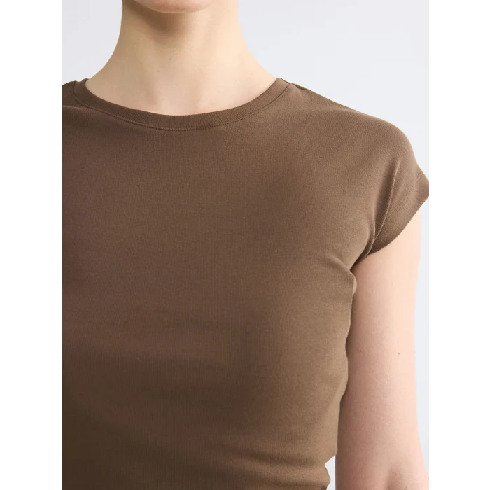 LCW Vision Kahverengi Bisiklet Yaka Kadın Crop