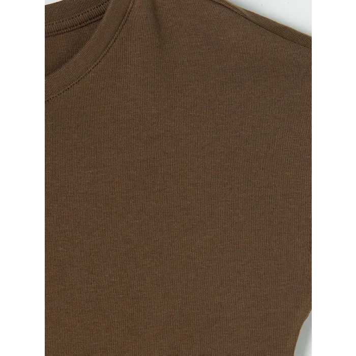 LCW Vision Kahverengi Bisiklet Yaka Kadın Crop