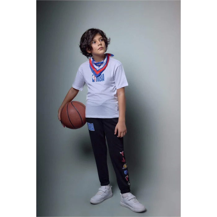 Defacto G7616A8WT34 Beyaz %100 Pamuk NBA Tişört Erkek Çocuk
