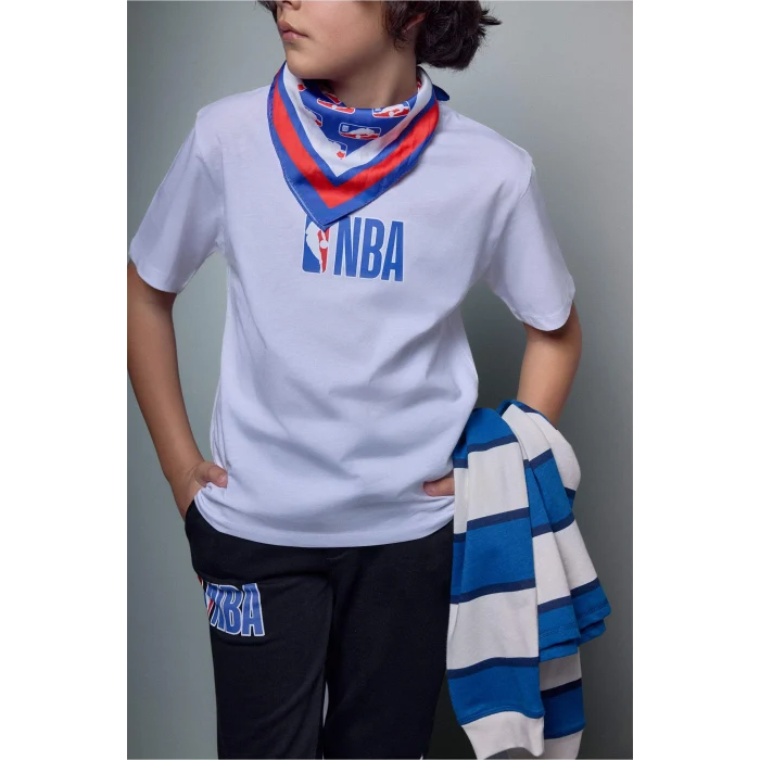 Defacto G7616A8WT34 Beyaz %100 Pamuk NBA Tişört Erkek Çocuk
