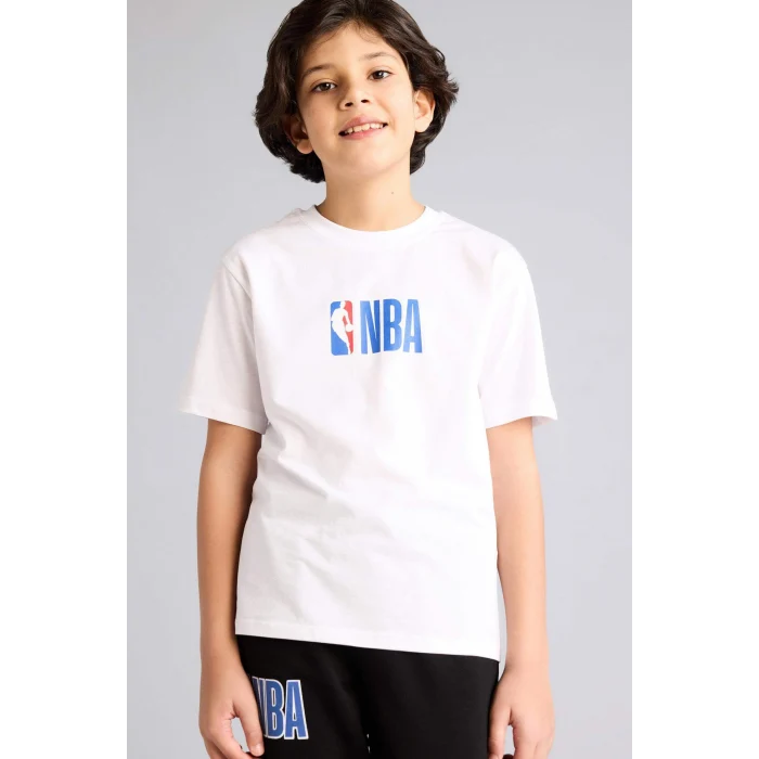 Defacto G7616A8WT34 Beyaz %100 Pamuk NBA Tişört Erkek Çocuk