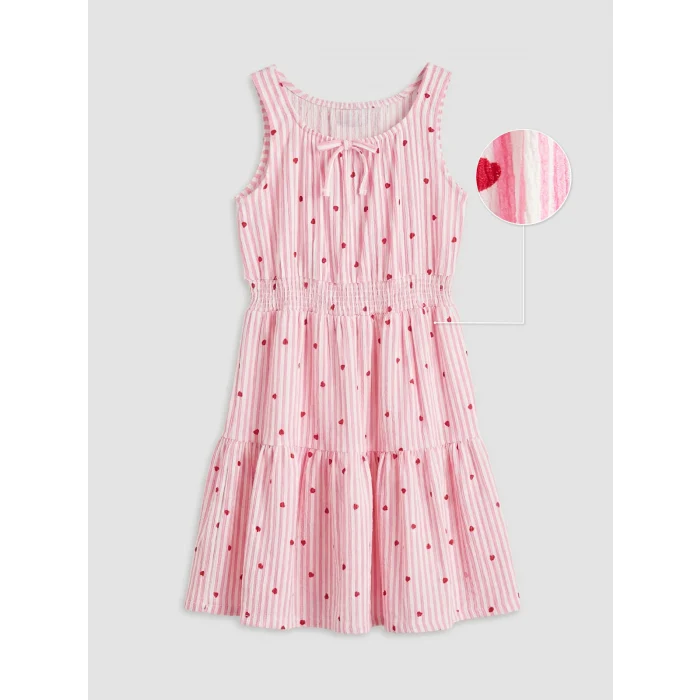 LCW Kids Pembe Kare Yaka Fiyonklu Kız Çocuk Elbise