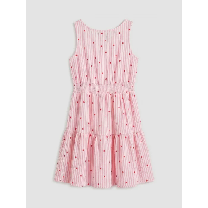 LCW Kids Pembe Kare Yaka Fiyonklu Kız Çocuk Elbise