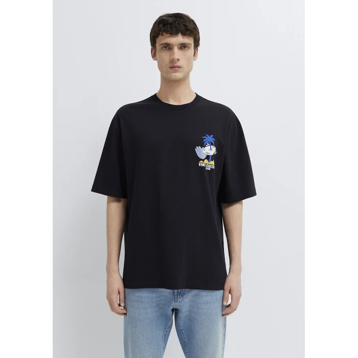 Mavi 0613288-900 Palmiye Baskılı Siyah Tişört