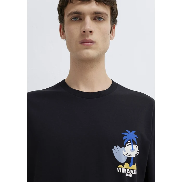 Mavi 0613288-900 Palmiye Baskılı Siyah Tişört