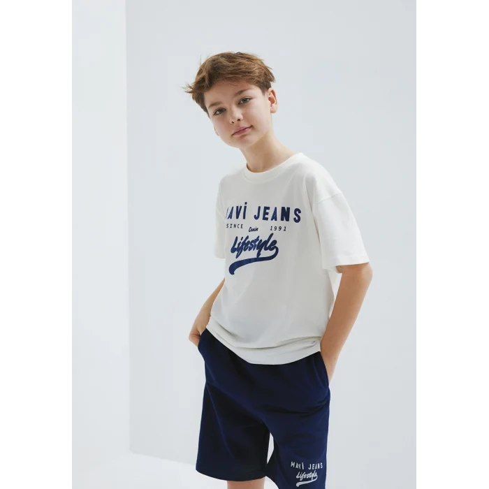 Mavi 6610474-70057 Mavi Jeans Baskılı Ekru Tişört