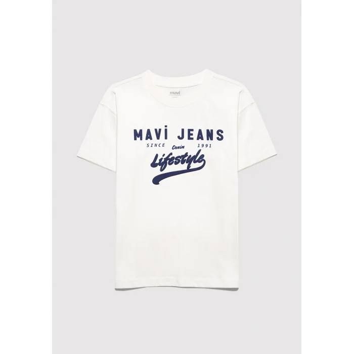 Mavi 6610474-70057 Mavi Jeans Baskılı Ekru Tişört