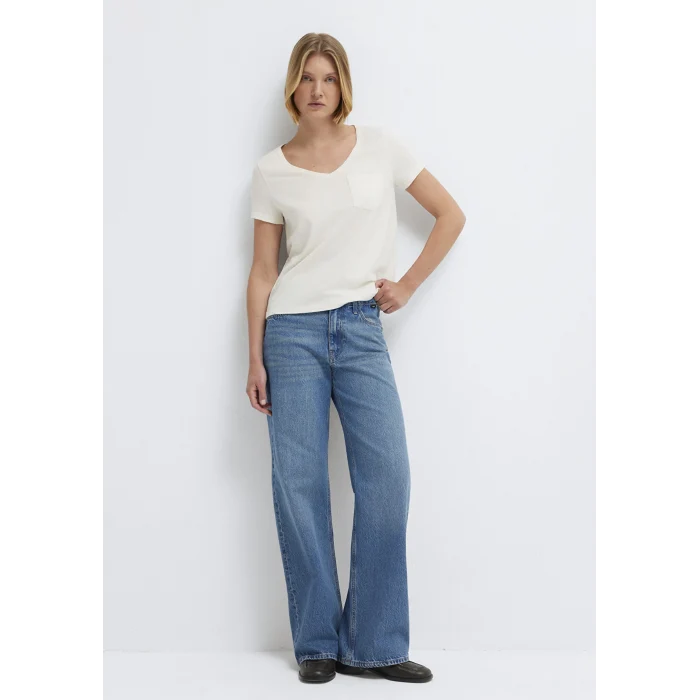 Mavi 1614178-80194 V Yaka Ekru Basic Tişört