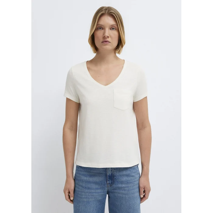 Mavi 1614178-80194 V Yaka Ekru Basic Tişört