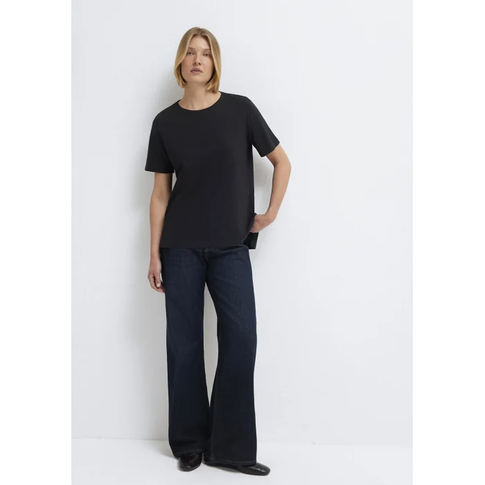 Mavi 1614174-900 Yırtmaç Detaylı Siyah Tişört