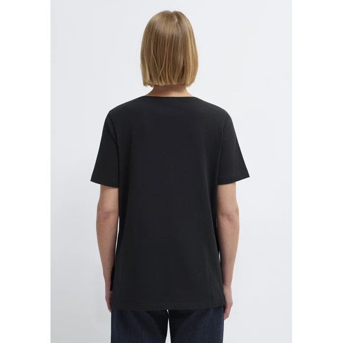 Mavi 1614174-900 Yırtmaç Detaylı Siyah Tişört