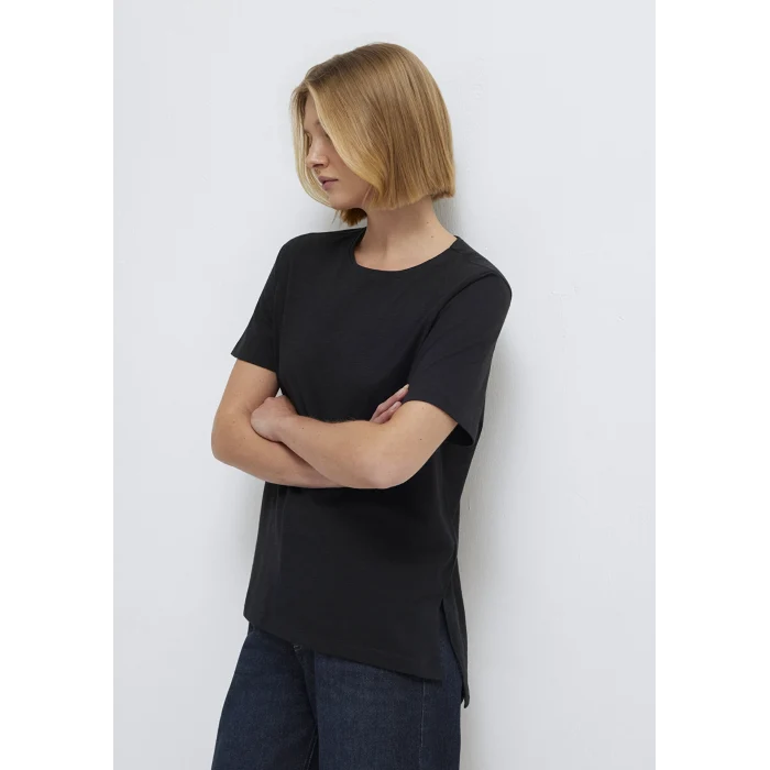 Mavi 1614174-900 Yırtmaç Detaylı Siyah Tişört