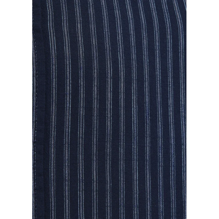 Mavi 0212004-91566 Keten Karışımlı Çizgili Lacivert Gömlek