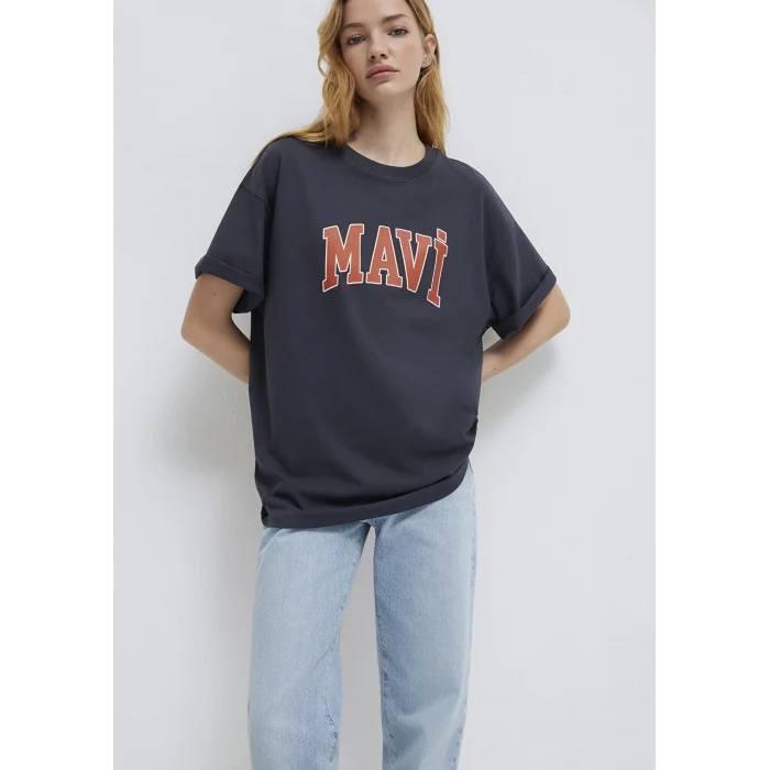 Mavi 1600843-82185 Mavi Logo Baskılı Antrasit Tişört