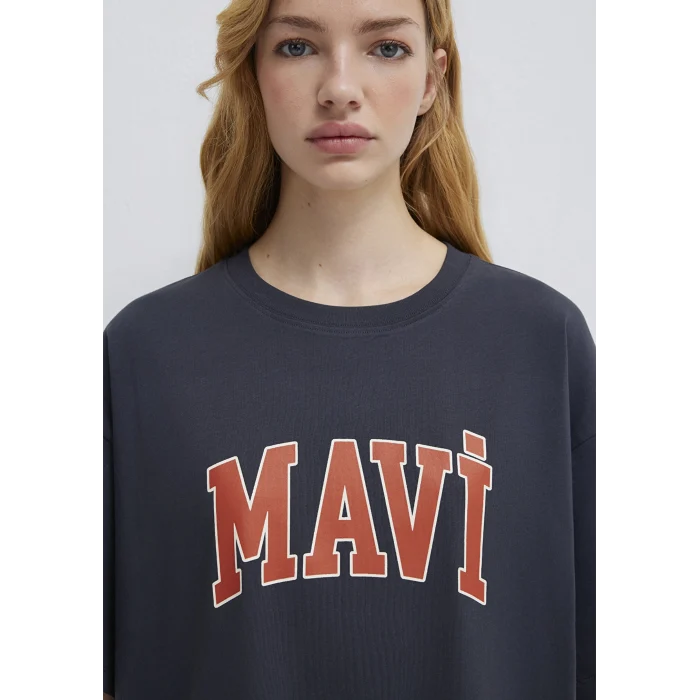 Mavi 1600843-82185 Mavi Logo Baskılı Antrasit Tişört