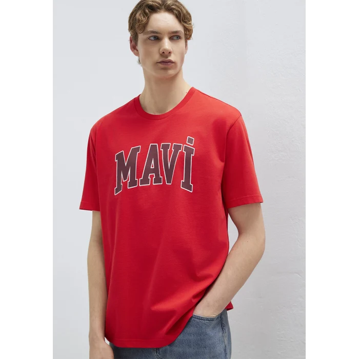 Mavi 0611711-70467 Mavi Logo Baskılı Kırmızı Tişört