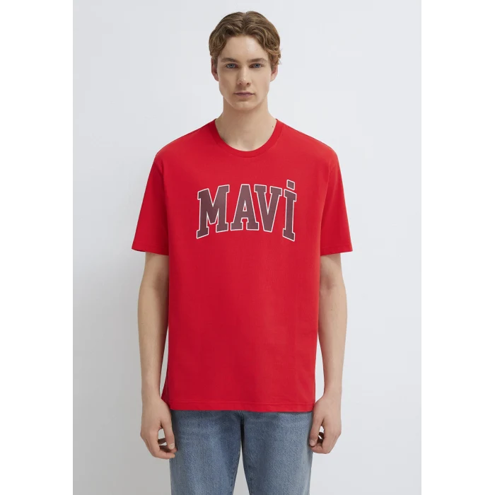 Mavi 0611711-70467 Mavi Logo Baskılı Kırmızı Tişört