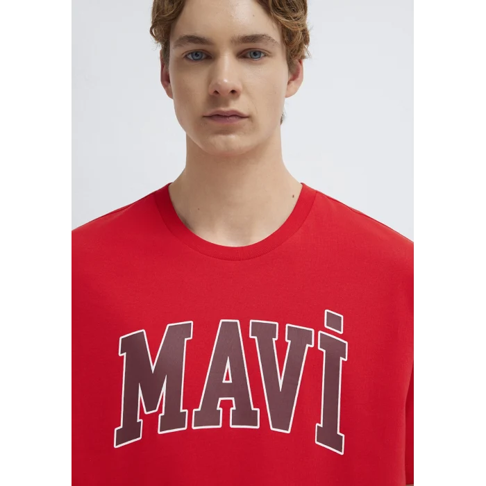 Mavi 0611711-70467 Mavi Logo Baskılı Kırmızı Tişört