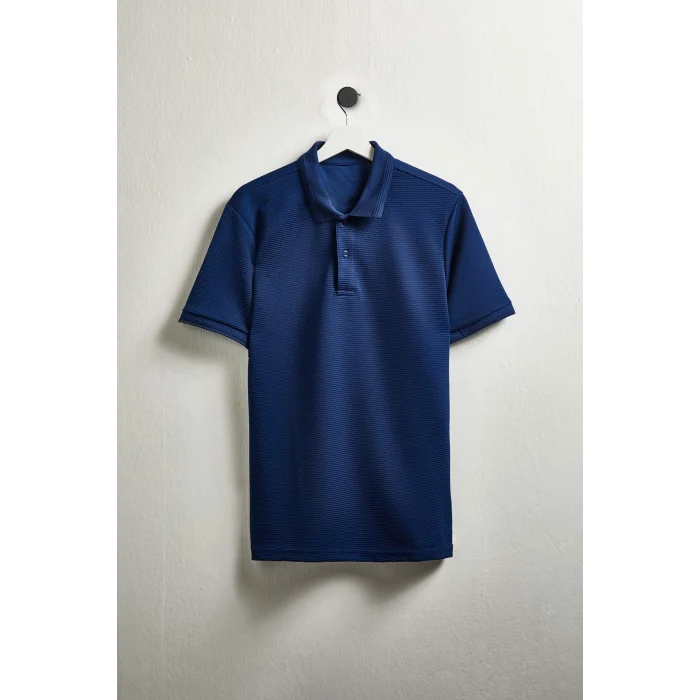 Defacto F9817AXIN131 İndigo Regular Fıt Kısa Kollu Polo Tişört